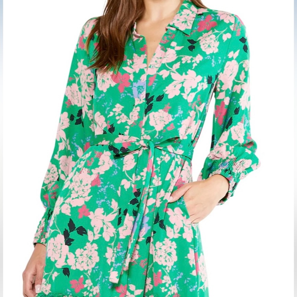 Like New Misa Los Angeles Esme Peony Green Long Sleeve Maxi Dress with Collar - Picture 5 of 9